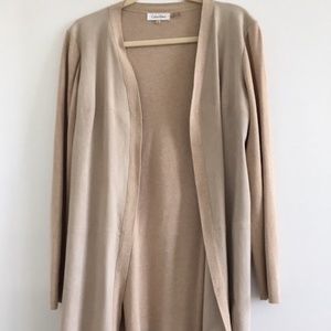 Calvin Klein Knit Jacket with Faux Suede Panels